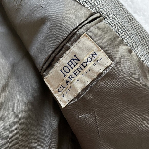 John Clarendon Blazer Men Brown Plaid Classic‎ Suit Coat Jacket 2 Button - Picture 2 of 6